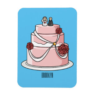Imán ilustracion personalizado de pastel boda
