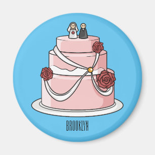 Imán ilustracion personalizado de pastel boda