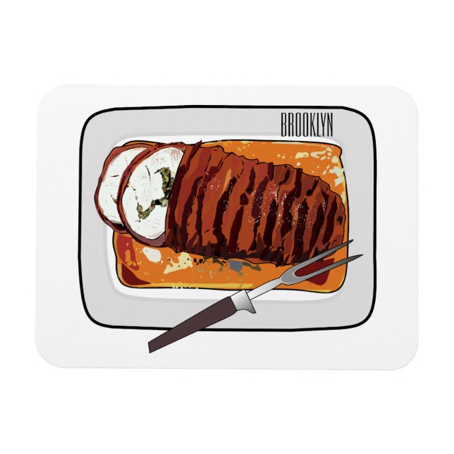 Imán Ilustracion personalizado de pavo asado (Horizontal)