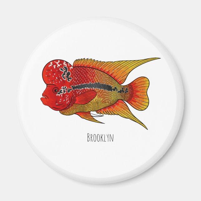 Imán Ilustracion personalizado de peces cíclicos de cue (Frente)