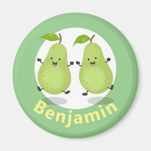 Imán Ilustracion personalizado de peras saltando lindo