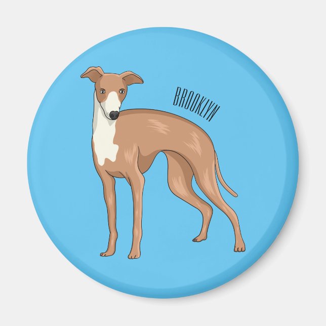 Imán Ilustracion personalizado de perro de Greyhound (Frente)