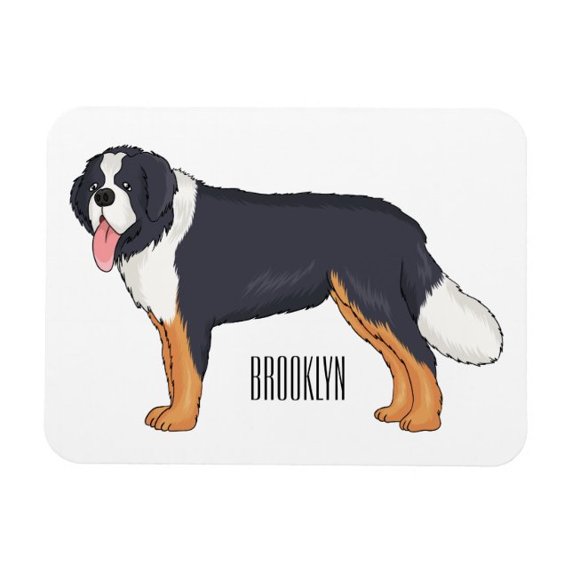Imán Ilustracion personalizado de perro de montaña de B (Horizontal)