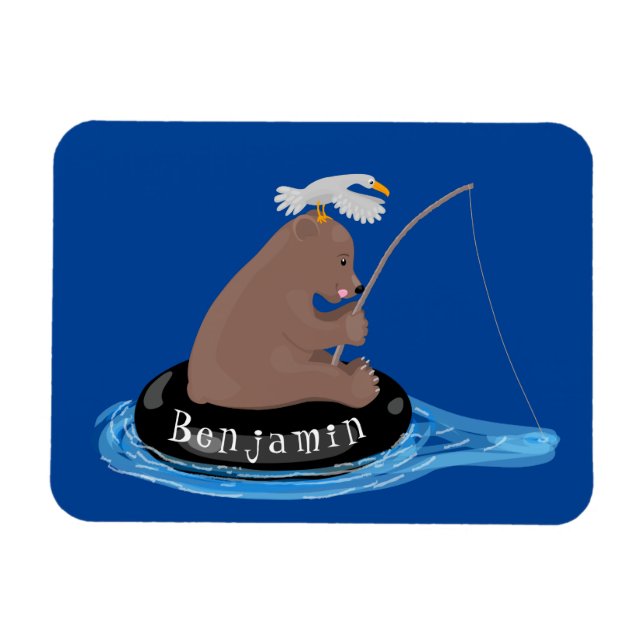 Imán Ilustracion personalizado de pesca de cachorro de  (Horizontal)