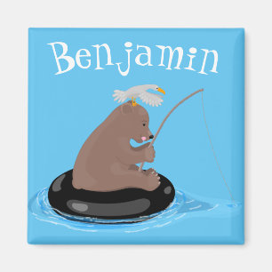 Imán Ilustracion personalizado de pesca de cachorro de 