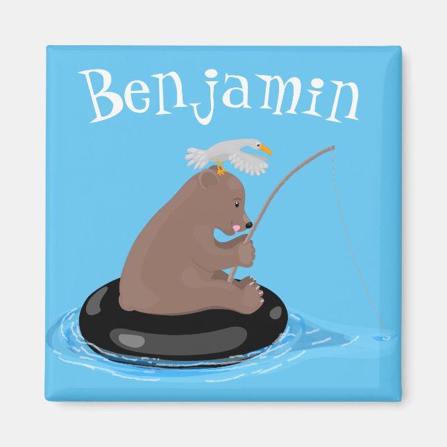 Imán Ilustracion personalizado de pesca de cachorro de  (Frente)