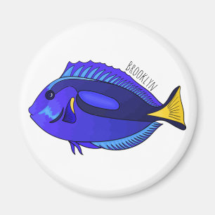 Imán Ilustracion personalizado de pescado tang azul