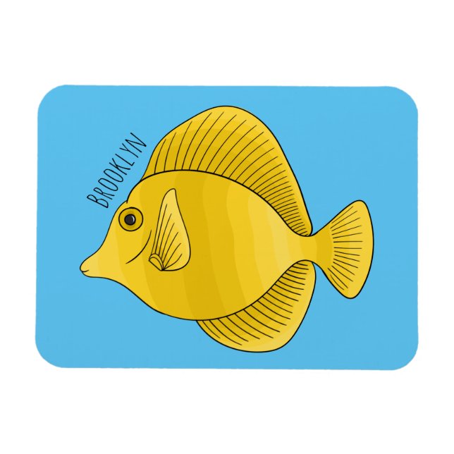 Imán Ilustracion personalizado de pescado tango amarill (Horizontal)