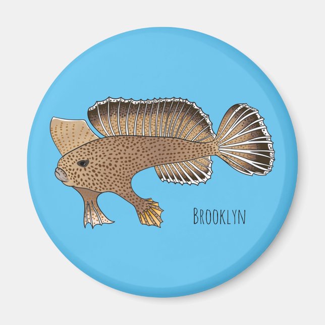 Imán Ilustracion personalizado de pez mano (Frente)