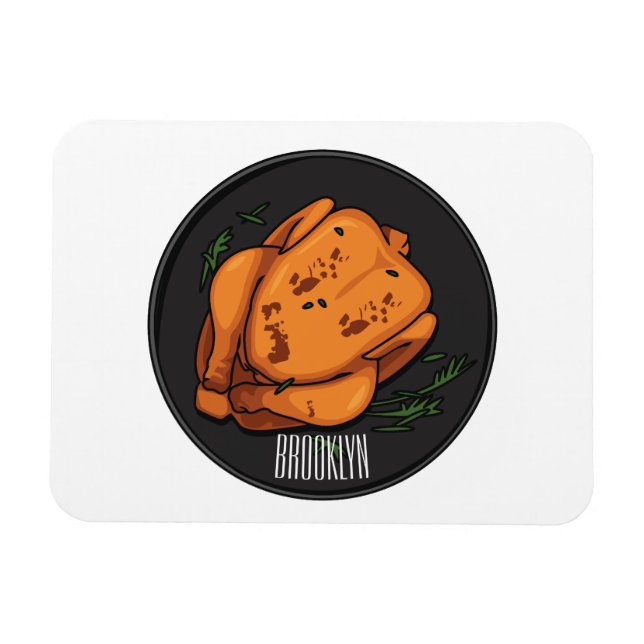 Imán Ilustracion personalizado de pollo asado (Horizontal)