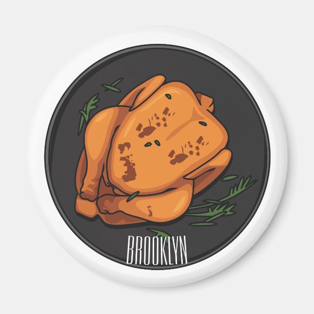 Imán Ilustracion personalizado de pollo asado (Frente)