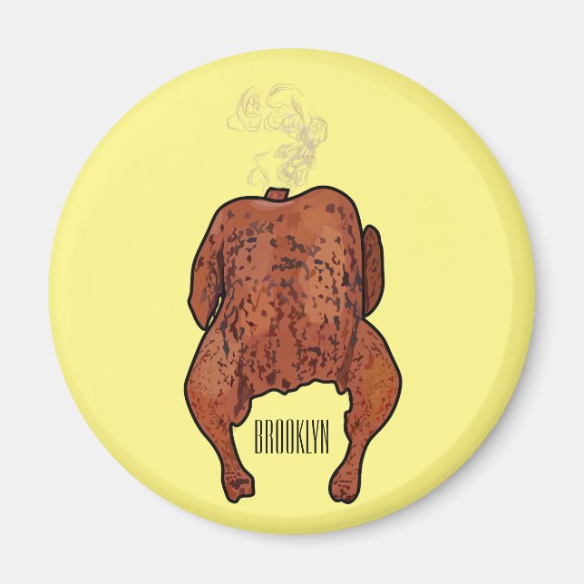 Imán Ilustracion personalizado de pollo asado (Frente)