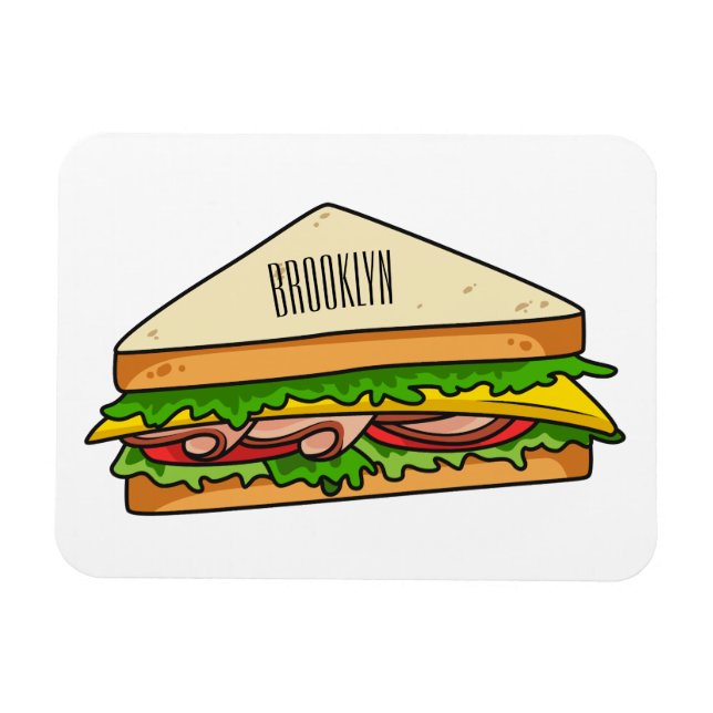 Imán Ilustracion personalizado de sándwich (Horizontal)