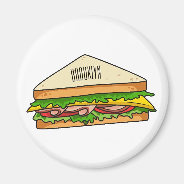 Imán Ilustracion personalizado de sándwich (Frente)