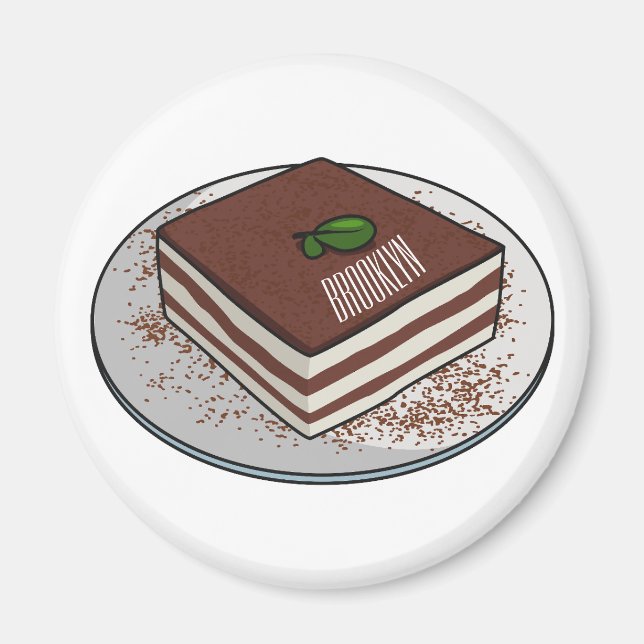 Imán Ilustracion personalizado de tarta de Tiramisu (Frente)