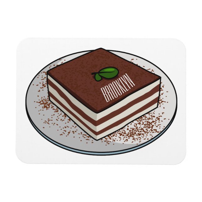Imán Ilustracion personalizado de tarta de Tiramisu (Horizontal)