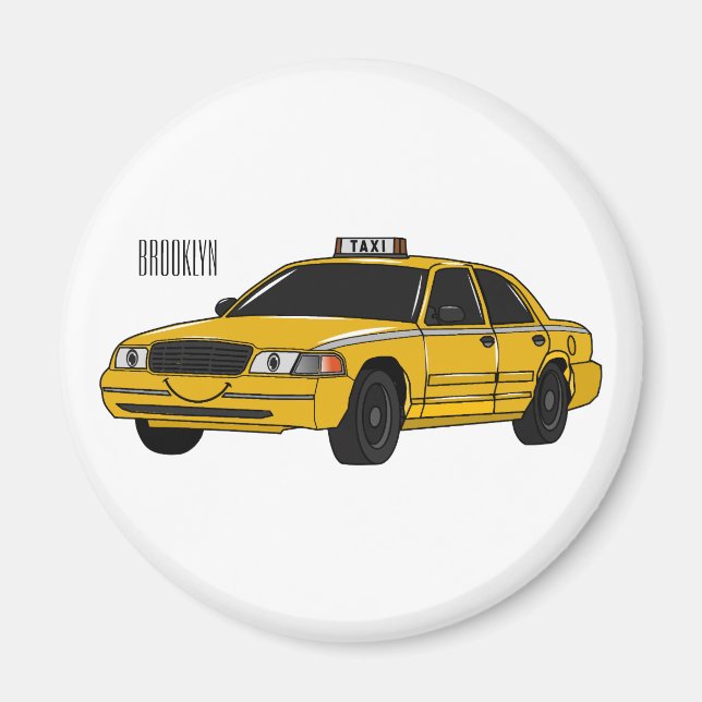 Imán Ilustracion personalizado de taxi (Frente)