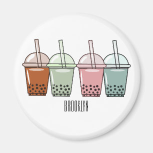 Imán Ilustracion personalizado de té de burbujas