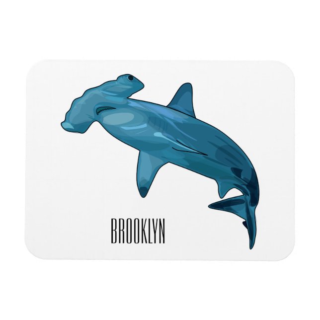 Imán Ilustracion personalizado de tiburón martillo (Horizontal)