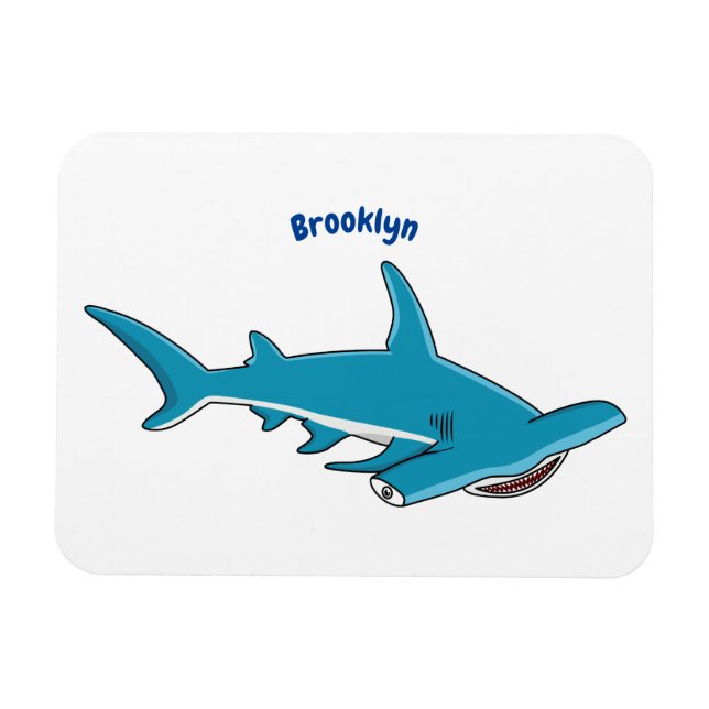 Imán Ilustracion personalizado de tiburón martillo (Horizontal)