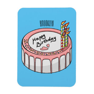 Imán Ilustracion personalizado de torta de cumpleaños