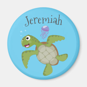 Imán Ilustracion personalizado de tortuga marina verde