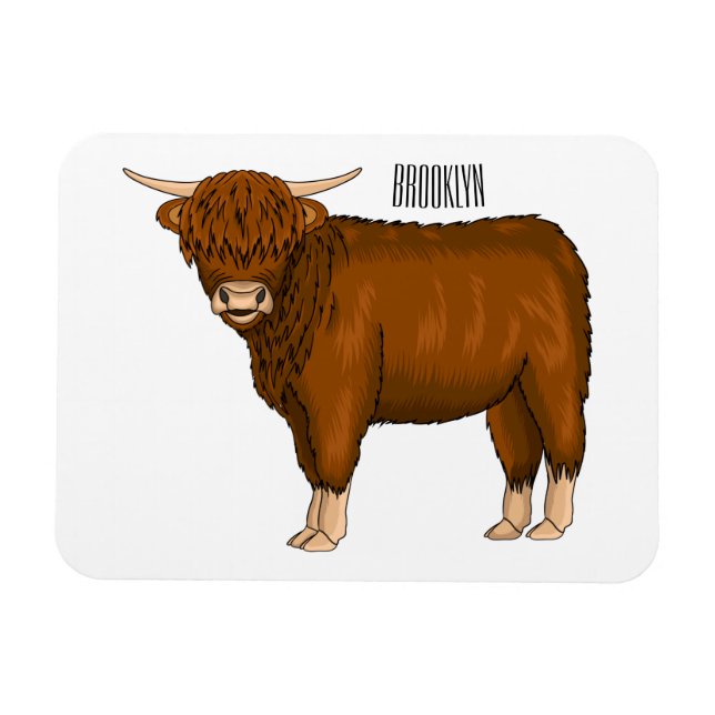 Imán Ilustracion personalizado de vaca de Highland (Horizontal)