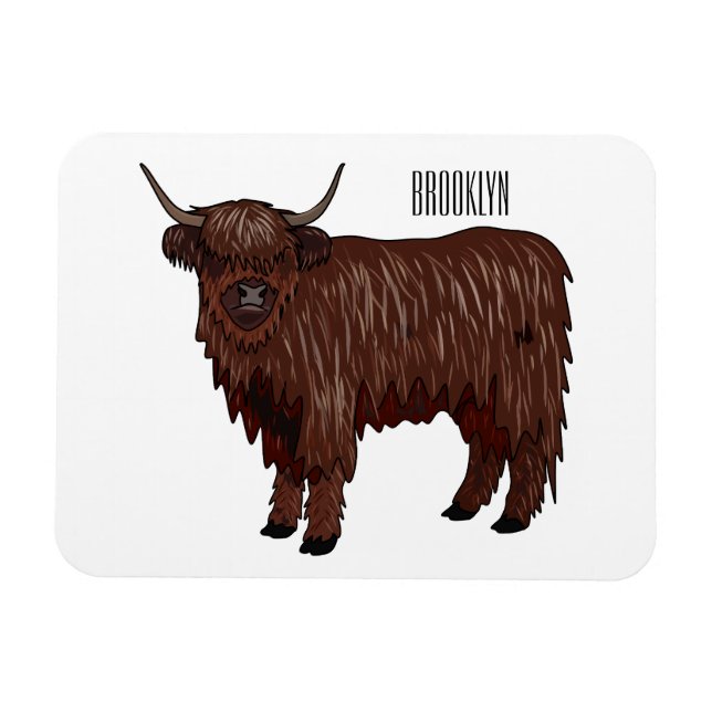 Imán Ilustracion personalizado de vaca de Highland (Horizontal)