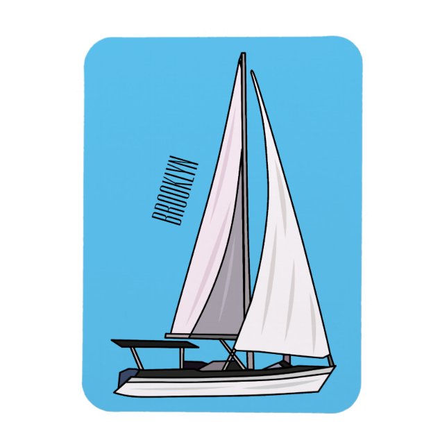 Imán Ilustracion personalizado de velero (Vertical)