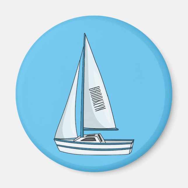 Imán Ilustracion personalizado de velero (Frente)
