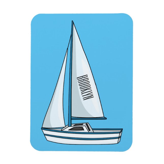 Imán Ilustracion personalizado de velero (Vertical)