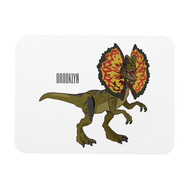 Imán Ilustracion personalizado Dilophosaurus (Horizontal)