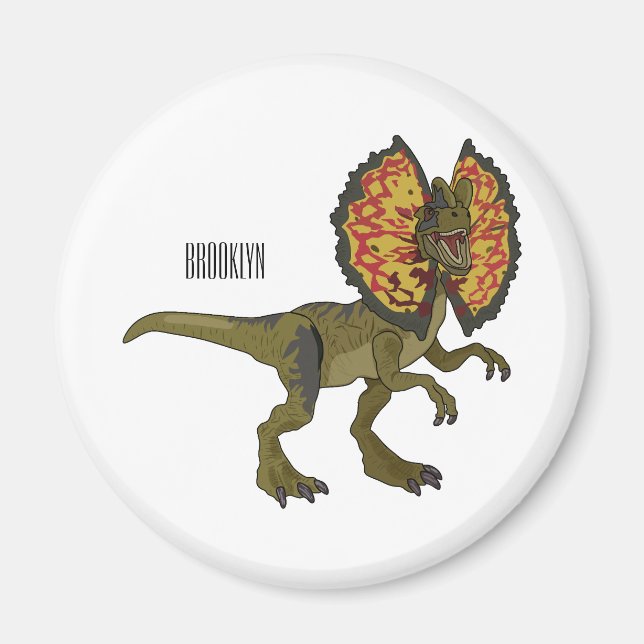 Imán Ilustracion personalizado Dilophosaurus (Frente)