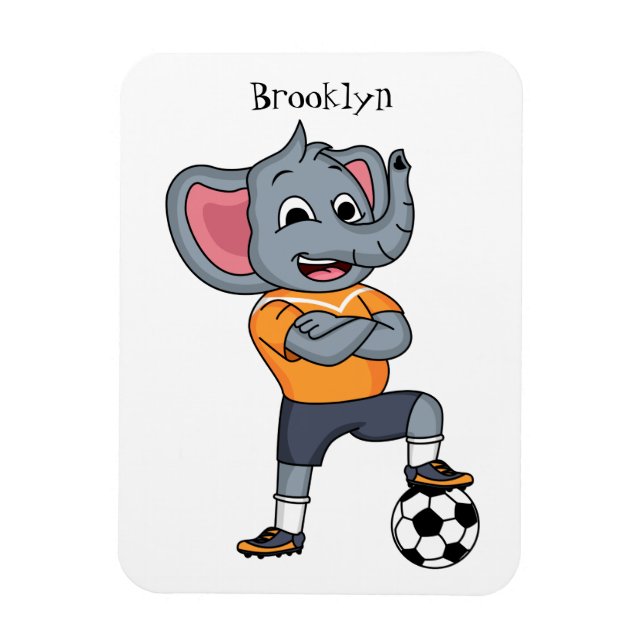 Imán Ilustracion personalizado futbolista elefante (Vertical)