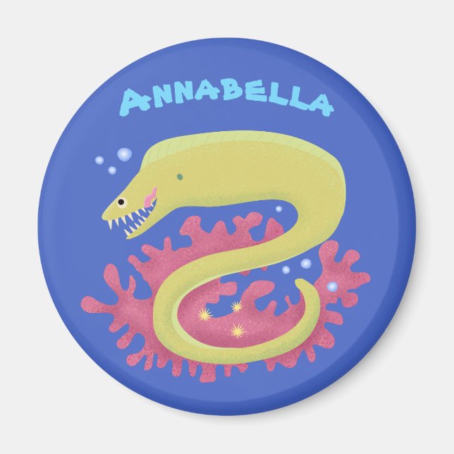 Imán Ilustracion personalizado gracioso de moray verde (Frente)