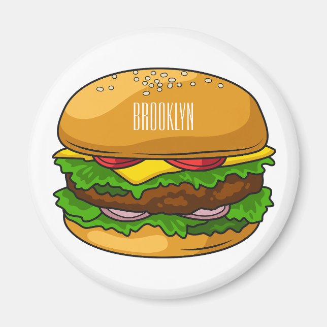 Imán Ilustracion personalizado Hamburger (Frente)