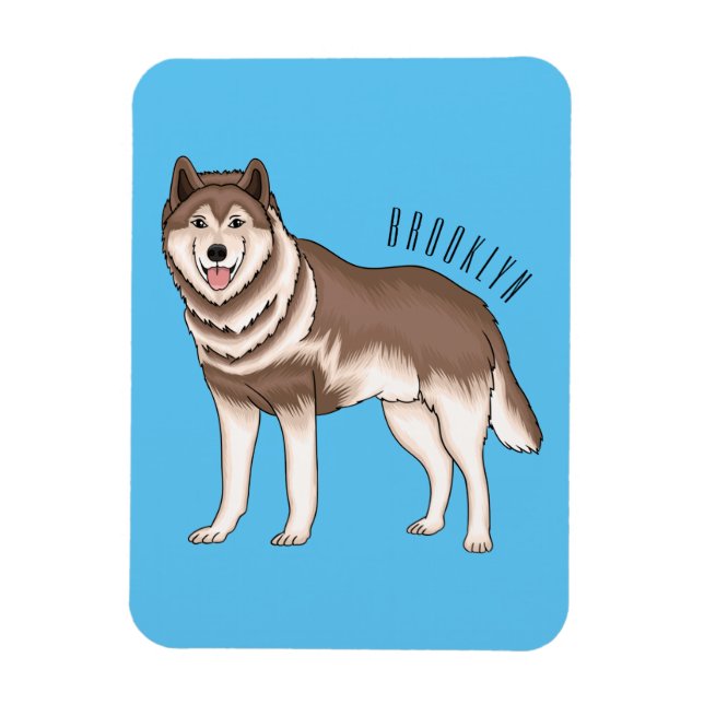 Imán Ilustracion personalizado husky siberiano (Vertical)