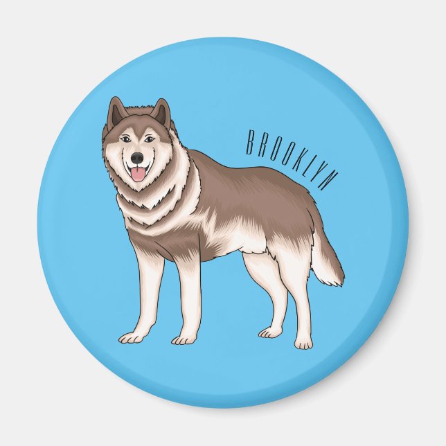 Imán Ilustracion personalizado husky siberiano (Frente)