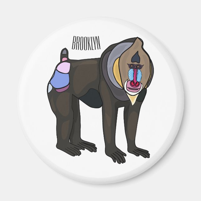Imán Ilustracion personalizado Mandrill (Frente)