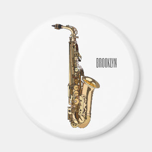 Imán Ilustracion personalizado saxofón