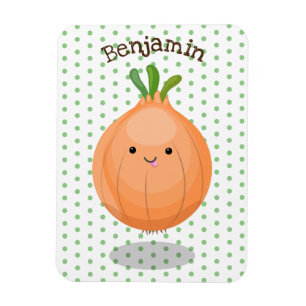 Imán Ilustracion personalizado verde de cebolla marrón 