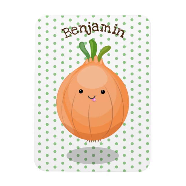 Imán Ilustracion personalizado verde de cebolla marrón  (Vertical)