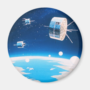Imán Ilustracion por satélite retro del vintage del