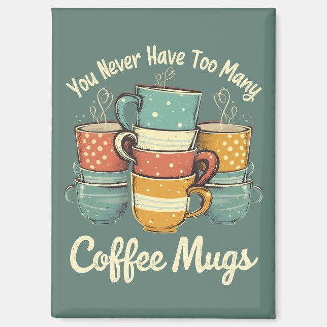 Imán Ilustracion Retro Coffee Mug Stack (Anverso)