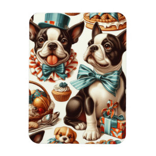 Imán Ilustracion Retro Cute Boston Terrier