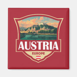 Imán Ilustración retro de Austria Insignia