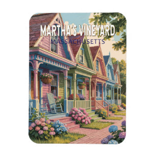 Imán Ilustración retro de Martha's Vineyard Massachuset