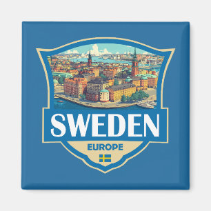 Imán Ilustración retro de Suecia Insignia