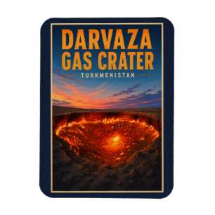 Imán Ilustración retro del cráter de gas de Darvaza Tur