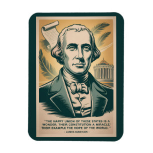 Imán Ilustración retro del cuarto presidente James Madi